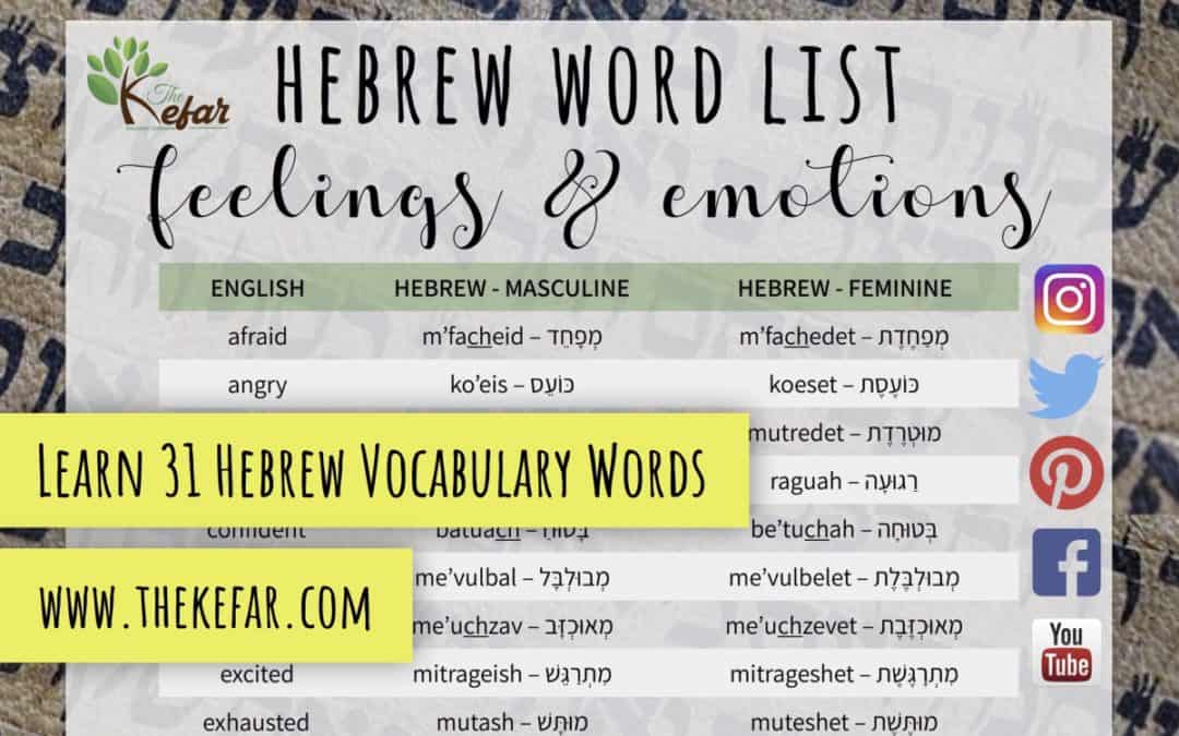 Hebrew Word List: Feelings & Emotions