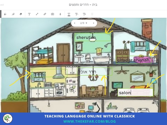 Diagram of a house with rooms labeled in Hebrew or English